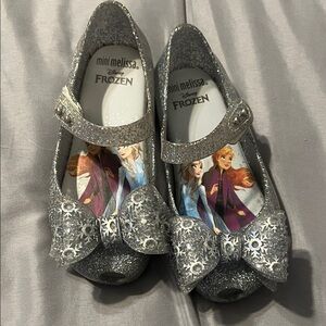 Mini Melissa Silver Glitter Frozen Dress Shoes